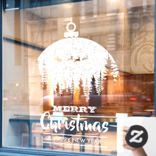 Autocollant Pour Fenêtre Joyeux Noël Père Noël Sleigh Orament Fête