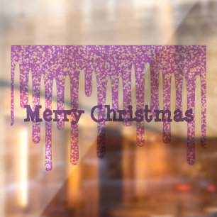 Autocollant Pour Fenêtre Joyeux Noël Purple Lecteurs de cire Clin de fenê