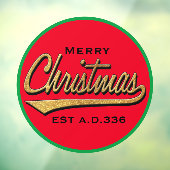 Autocollant Pour Fenêtre Joyeux Noël Retro Clôture de fenêtre ronde (Feuille 3)