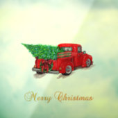 Autocollant Pour Fenêtre Joyeux Noël Rouge Camion Arbre à pin (Feuille 3)