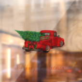 Autocollant Pour Fenêtre Joyeux Noël Rouge Camion Arbre à pin (Feuille 2)
