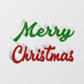 Autocollant Pour Fenêtre Joyeux Noël rouge et vert script (Feuille)