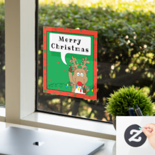 Autocollant Pour Fenêtre Joyeux Noël Rudolf Clôture de fenêtre