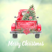 Autocollant Pour Fenêtre Joyeux Noël Rustique Camion Rouge (Feuille 3)