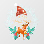 Autocollant Pour Fenêtre Joyeux Noël Snowflake Wreath Raindeer Door (Feuille)