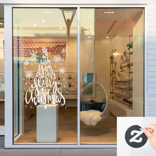 Autocollant Pour Fenêtre Joyeux Noël Snowflakes (Vitrine du magasin)