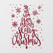 Autocollant Pour Fenêtre Joyeux Noël Snowflakes calligraphie rustique (Feuille)