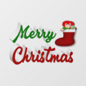 Autocollant Pour Fenêtre Joyeux Noël Stocker rouge vert script (Feuille)
