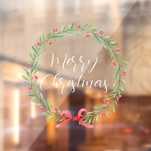 Autocollant Pour Fenêtre Joyeux Noël texte manuscrit wreath Window Cl (Feuille 2)