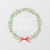 Autocollant Pour Fenêtre Joyeux Noël texte manuscrit wreath Window Cl (Feuille)