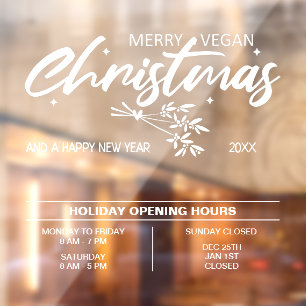 Autocollant Pour Fenêtre Joyeux Noël végan, Horaires d'ouverture Entreprise