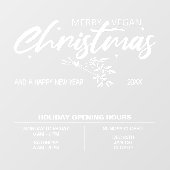 Autocollant Pour Fenêtre Joyeux Noël végétalien, Heures d'ouverture Entrepr (Feuille)
