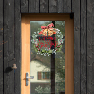 Autocollant Pour Fenêtre Joyeux Noël Watercolor Flower Wreath Shop