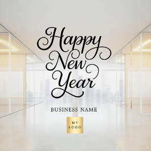 Autocollant Pour Fenêtre Joyeux Nouvel An logo d'entreprise noir clair