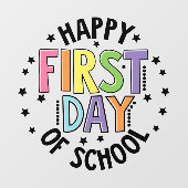 Autocollant Pour Fenêtre Joyeux Premier Jour De L'École Enseignant Éducatio (Feuille)