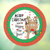 Autocollant Pour Fenêtre Joyeux rennes de Noël dit rond clouage de fenêtre (Feuille 3)
