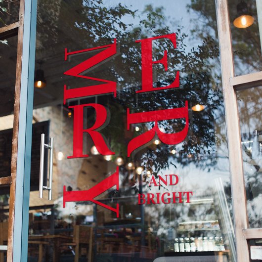 Autocollant Pour Fenêtre Joyeux Rouge Moderne Et Vacances Lumineuses