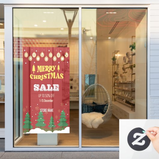Autocollant Pour Fenêtre Joyeux sapin de Noël 50Vente Vacances (Vitrine du magasin)