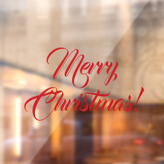 Autocollant Pour Fenêtre Joyeux script rouge Noël élégant texte personnalis (Feuille 2)