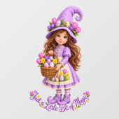 Autocollant Pour Fenêtre Just A Little Bit Of Magic Cute Whimsical Witch Gi (Feuille)