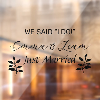 Autocollant Pour Fenêtre Just Married Custom Massage