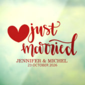 Autocollant Pour Fenêtre Just Married romantic red script wedding car (Feuille 3)