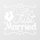 Autocollant Pour Fenêtre Juste Marié Couple Heart Mariage Cercles (Feuille)