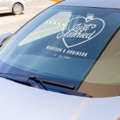 Autocollant Pour Fenêtre Juste marié | Couples Nom Mariage Élégant Script