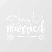 Autocollant Pour Fenêtre Juste marié élégant mariage de script blanc (Feuille)