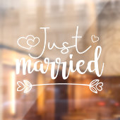 Autocollant Pour Fenêtre Juste marié élégant mariage de script blanc (Feuille 2)