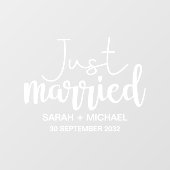 Autocollant Pour Fenêtre Juste marié élégant script blanc mariage voiture (Feuille)