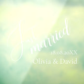 Autocollant Pour Fenêtre Juste marié | Mariage Elegant Blanc Customisé (Feuille 3)