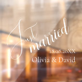 Autocollant Pour Fenêtre Juste marié | Mariage Elegant Blanc Customisé (Feuille 2)