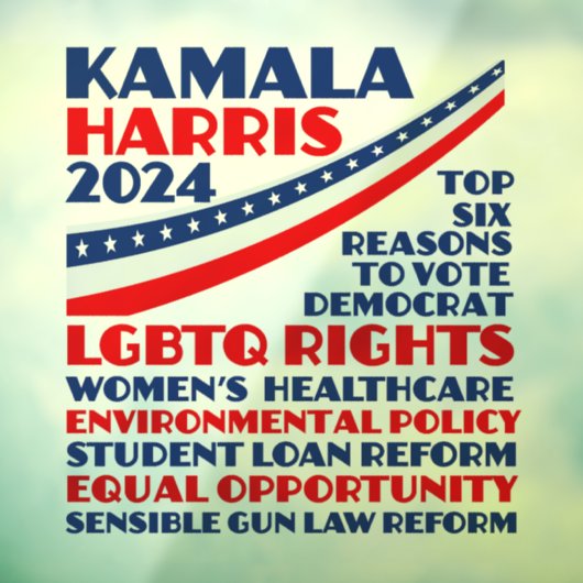 Autocollant Pour Fenêtre Kamala Harris 2024 Election Democrat Platform (Feuille 3)