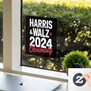 Autocollant Pour Fenêtre Kamala Walz Évidemment 2024 Harris Waltz 2024