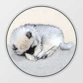 Autocollant Pour Fenêtre Keeshond Sleeping Puppy Peinture Chien Art origina (Feuille)