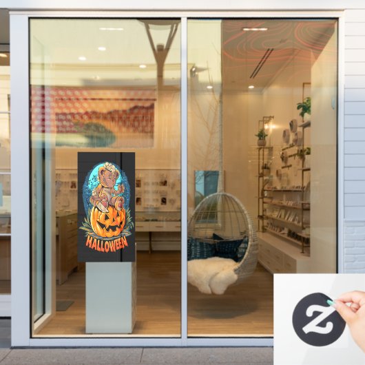 Autocollant Pour Fenêtre Killer Teddy Bear Halloween Jack-o-lanterne (Vitrine du magasin)