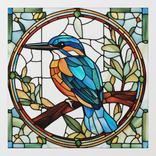Autocollant Pour Fenêtre Kingfisher Stained Glass Orange Blue Bird