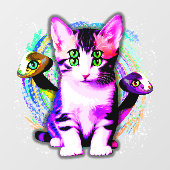 Autocollant Pour Fenêtre Kitty Chat Psychique Esthétique Caractère (Feuille)