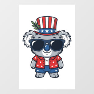 Autocollant Pour Fenêtre Koala patriotique art vectoriel de style vintage_1