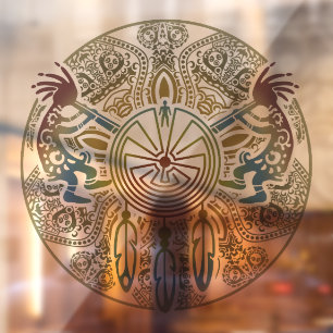 Autocollant Pour Fenêtre Kokopelli Duo - Homme Dans Le Maze - Dreamcatcher 