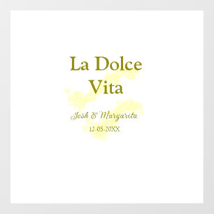 Autocollant Pour Fenêtre La Dolce Vita jaune mariage couple Nom date glit