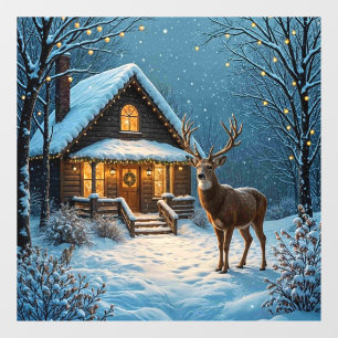 Autocollant Pour Fenêtre La visite de Noël enneigée de Big Buck