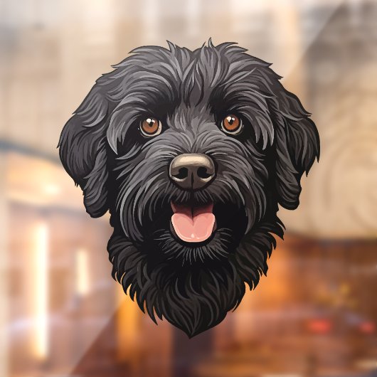 Autocollant Pour Fenêtre Labradoodle Chien noir (Feuille 2)