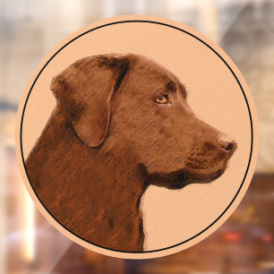 Autocollant Pour Fenêtre Labrador Retriever (Chocolat) Peinture - Chien Art