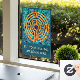 Autocollant Pour Fenêtre LABYRINTH II 8x11 Clôture de fenêtre +Texte