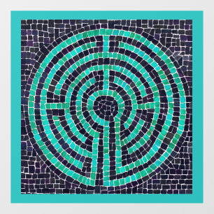 Autocollant Pour Fenêtre LABYRINTH III 12x12 Cling de fenêtre - Turquoise
