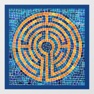 Autocollant Pour Fenêtre LABYRINTH IV 12x12 Cling de fenêtre - Bleu