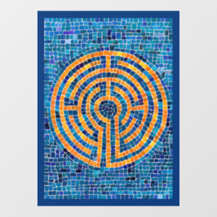 Autocollant Pour Fenêtre LABYRINTH IV 8x11 Cling de fenêtre - Bleu