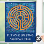 Autocollant Pour Fenêtre LABYRINTH IV 8x11 Clôture de fenêtre +Texte - Bleu (Maison)